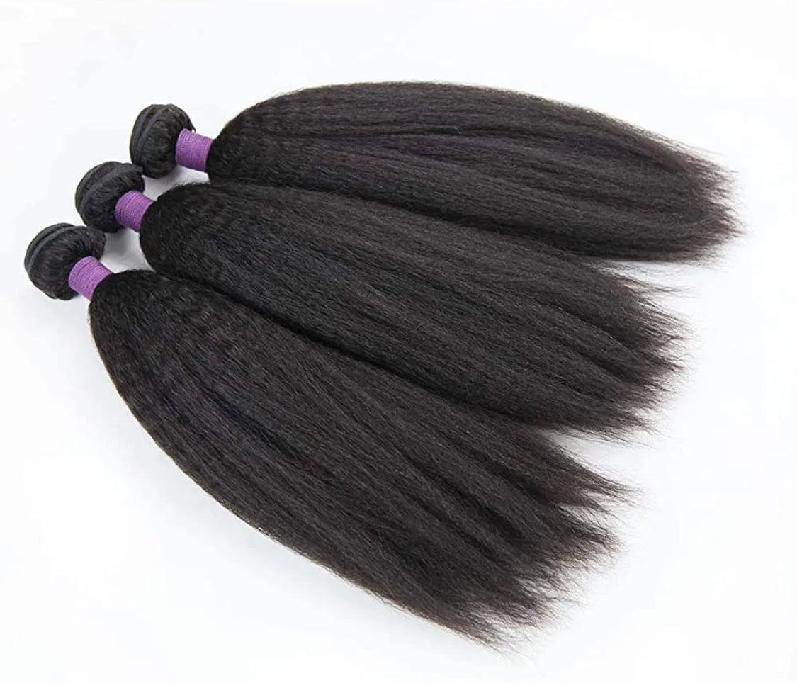 Light Kinky Straight Raw Virgin Hair Bundle Natural Color (Ships in 7 to 14 Business Days)